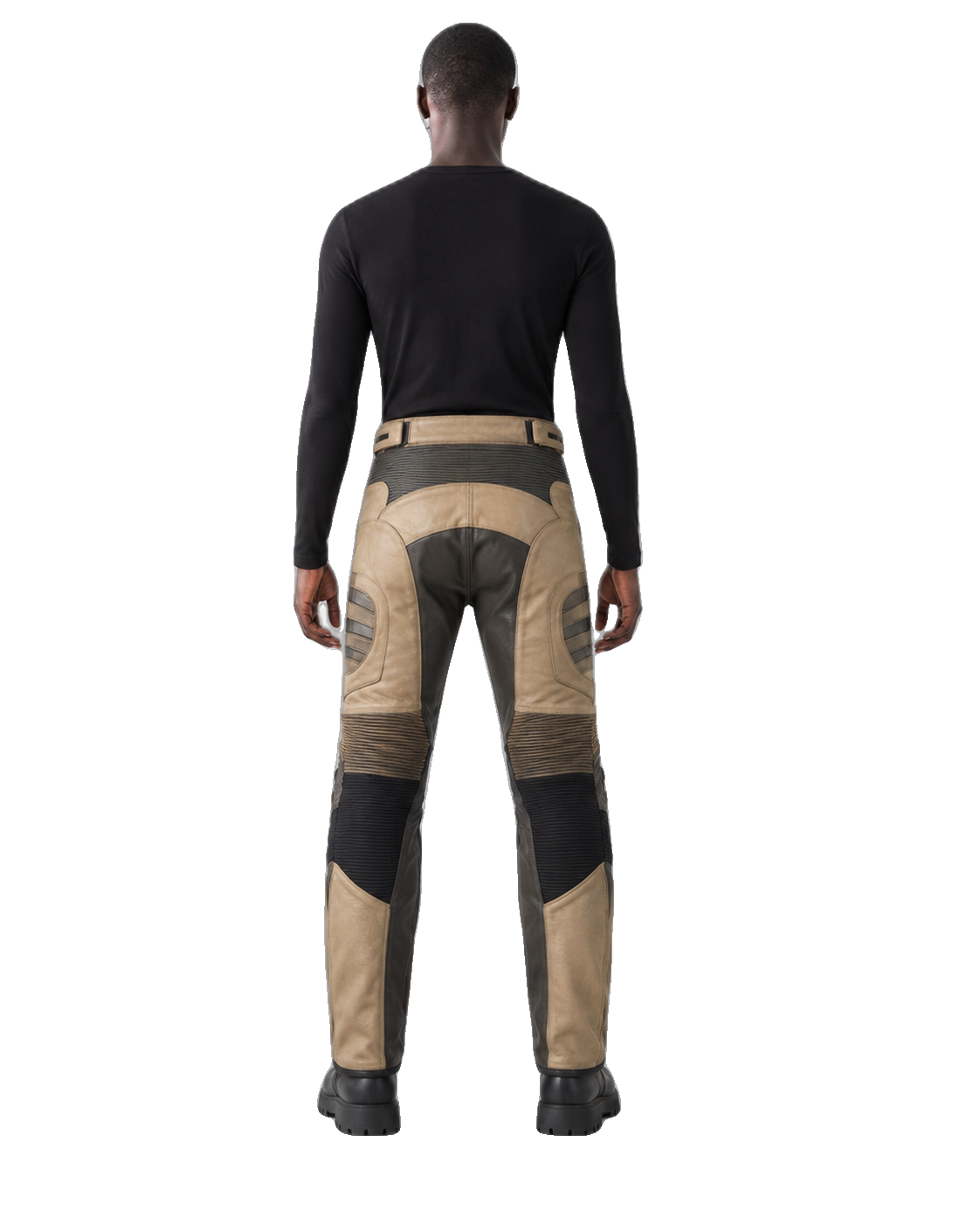 Sandstorm GT Leather Motorcycle Racing Pants back view on male model transparent background