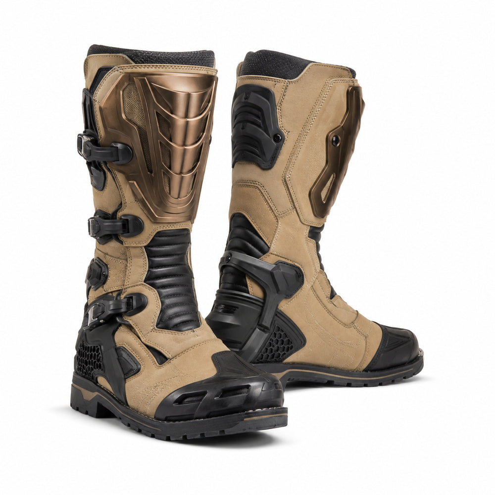 Sandstorm R Beige Racing Motorcycle Boots – hero – Sand Beige / Bronze / Black