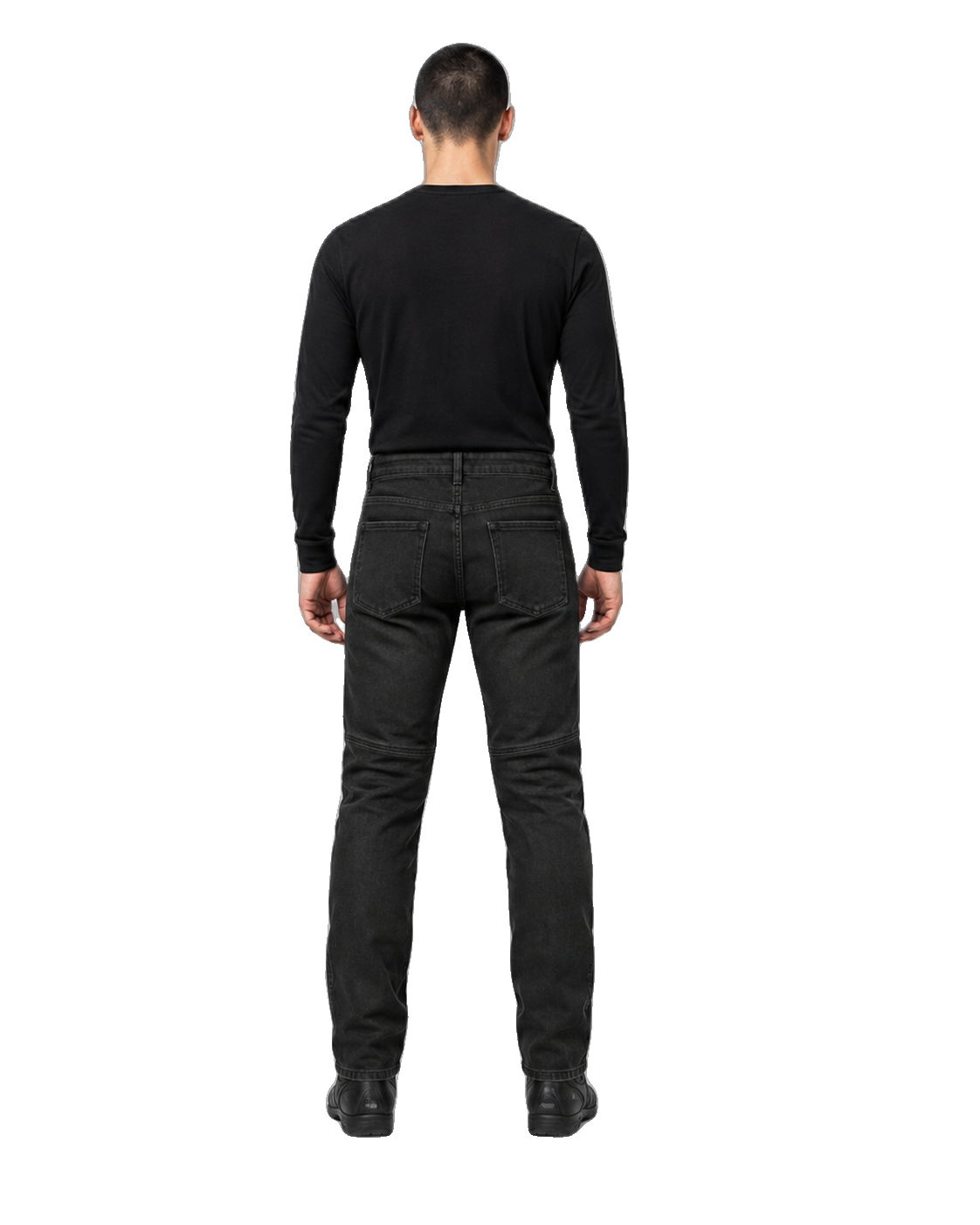 Shadowline Straight Armored Motorcycle Riding Jeans back view on male model on transparent background