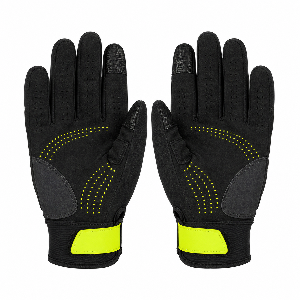 Palm view of SignalAir gloves with fluorescent grip dots