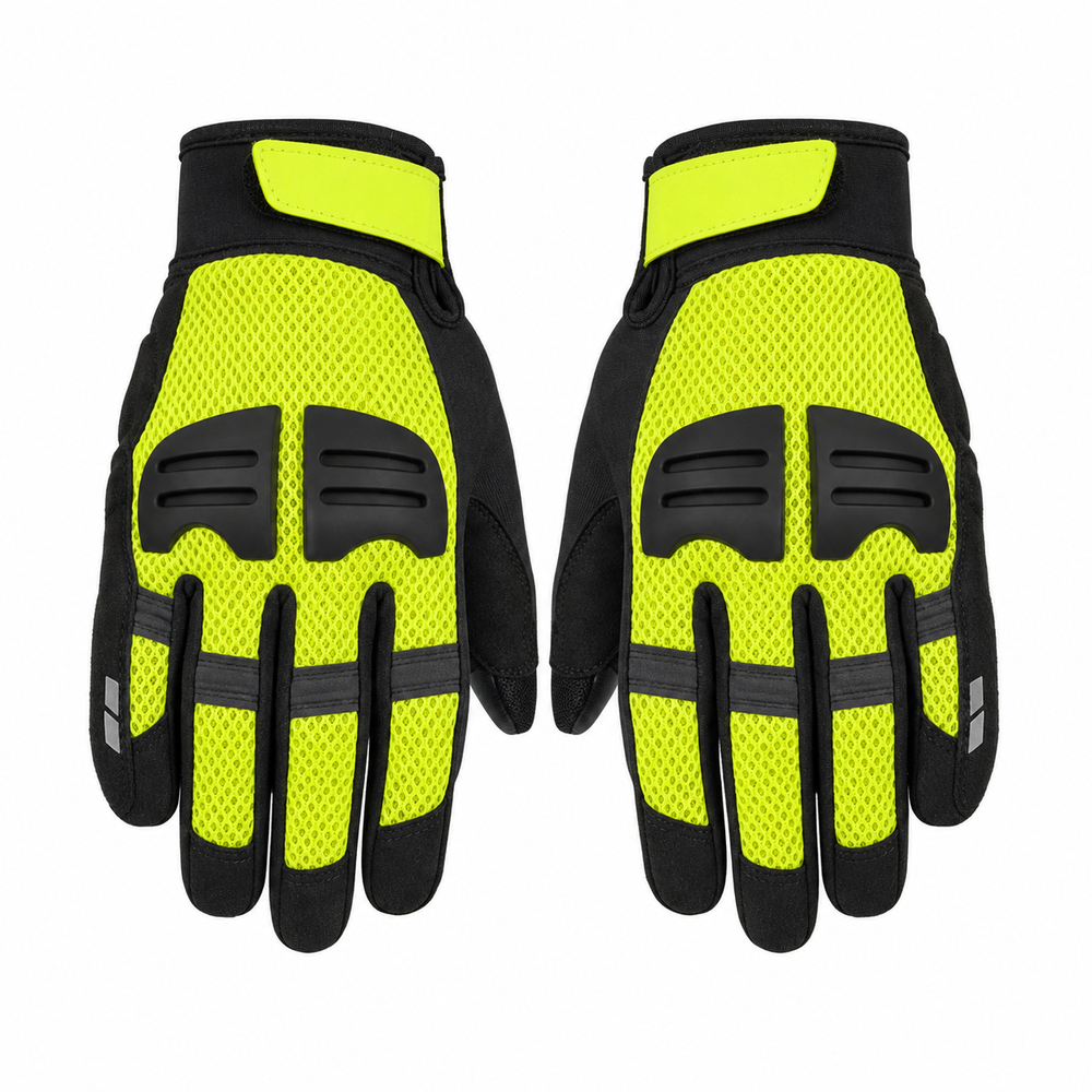 SignalAir high visibility mesh motorcycle gloves in fluorescent yellow and black