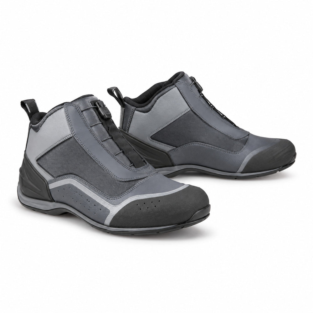 Slate Aero Low-Profile Motorcycle Riding Shoes – hero in Slate Gray / Silver