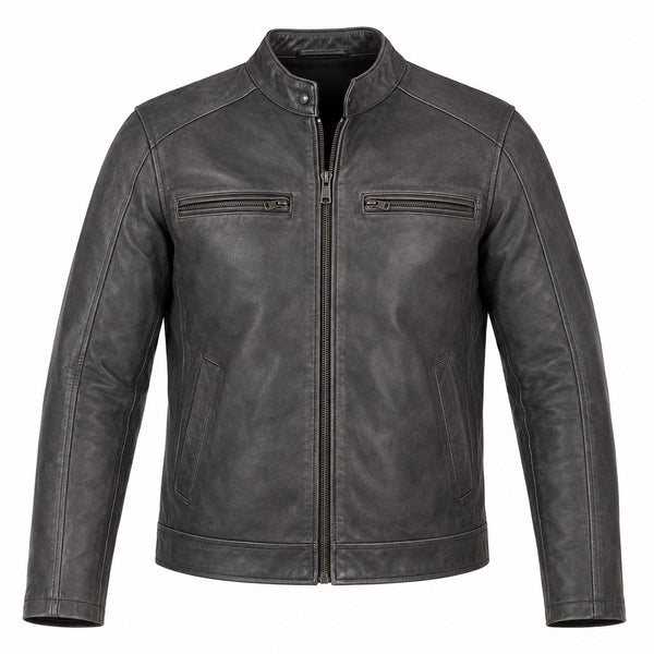 Slate Foundry Gray Leather Cruiser Jacket