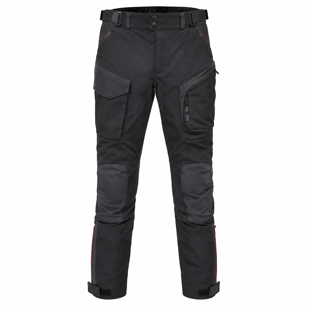 StormGrid black charcoal waterproof textile motorcycle pants — full front catalog view