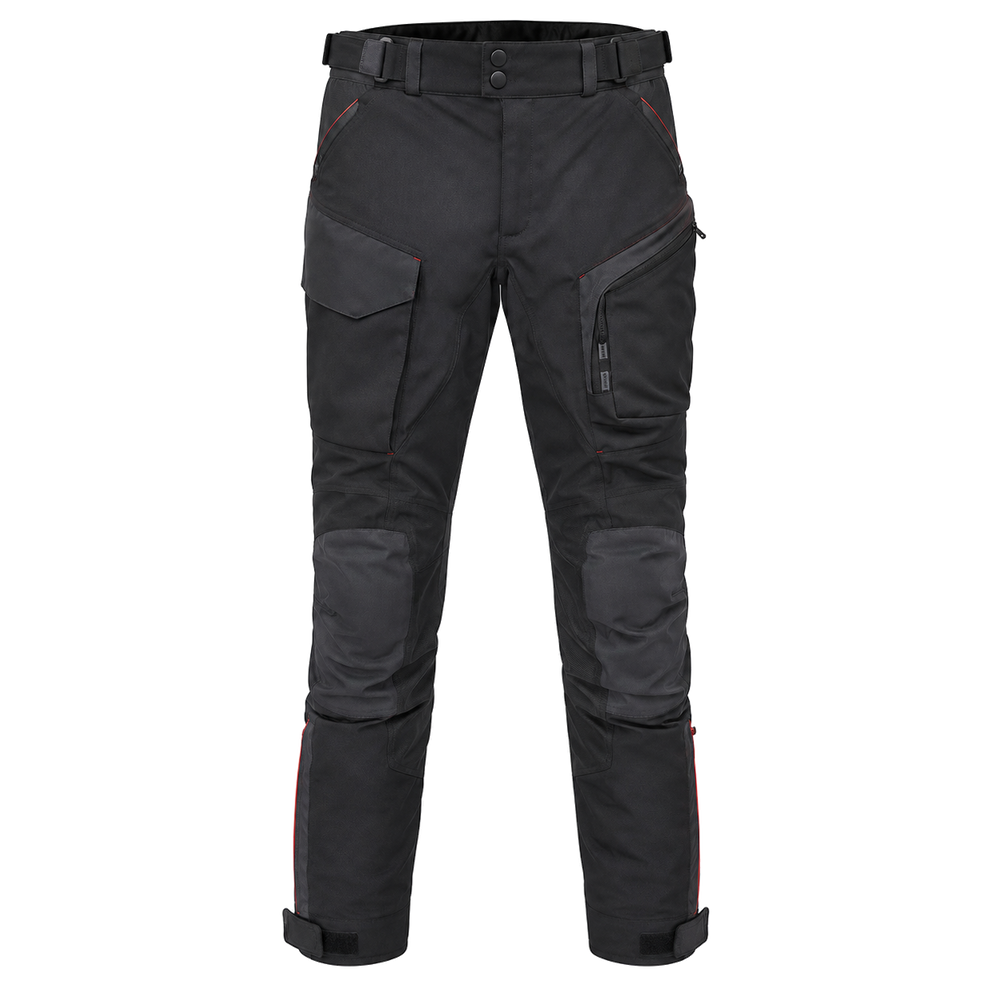 StormGrid black charcoal waterproof textile motorcycle pants — full front catalog view