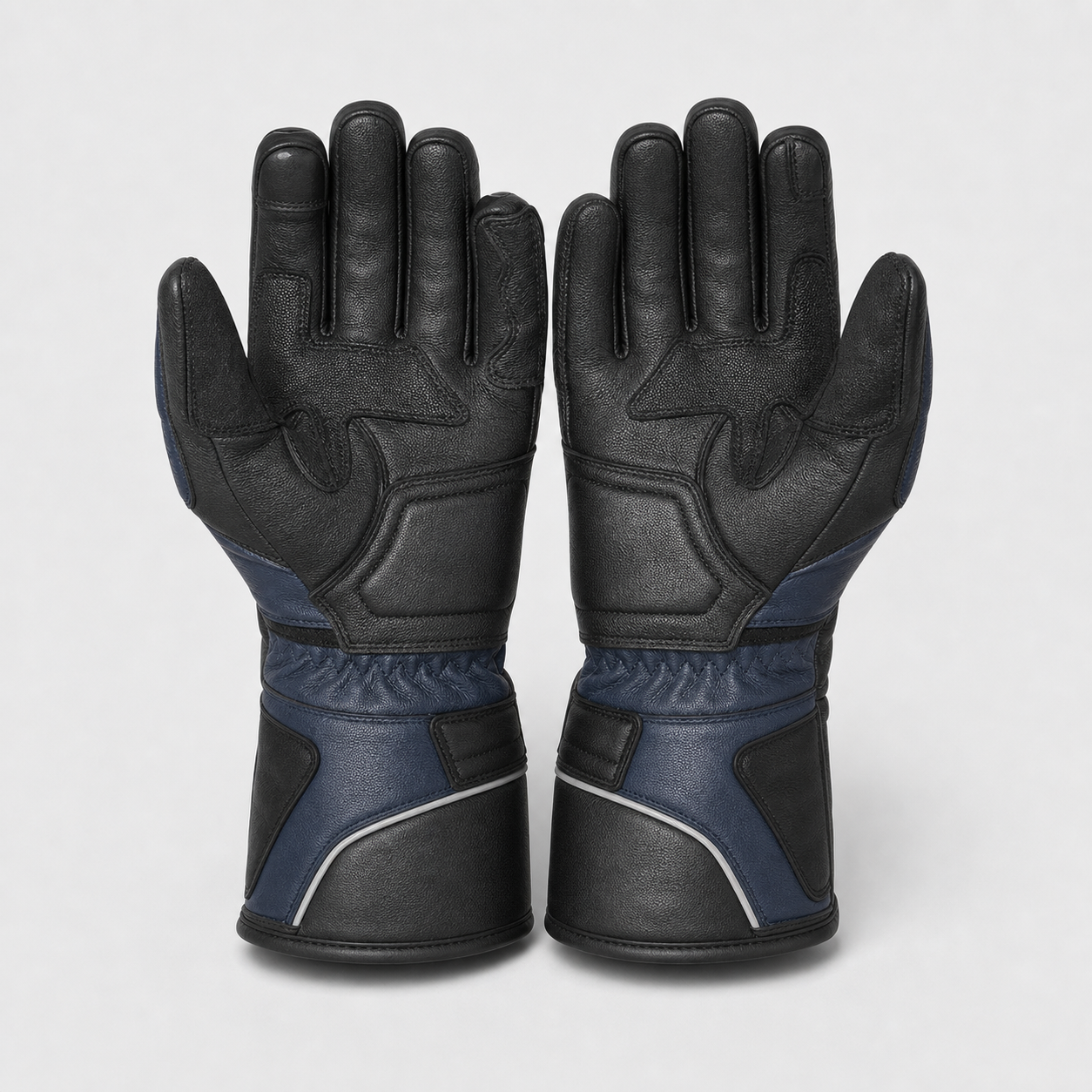 Stormguard waterproof leather motorcycle gloves palm view