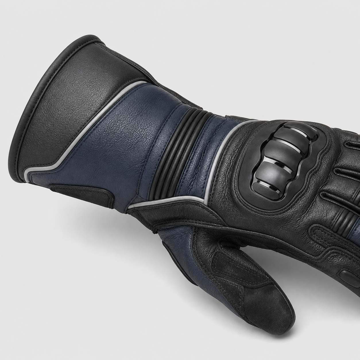 Stormguard motorcycle glove waterproof cuff and armor detail