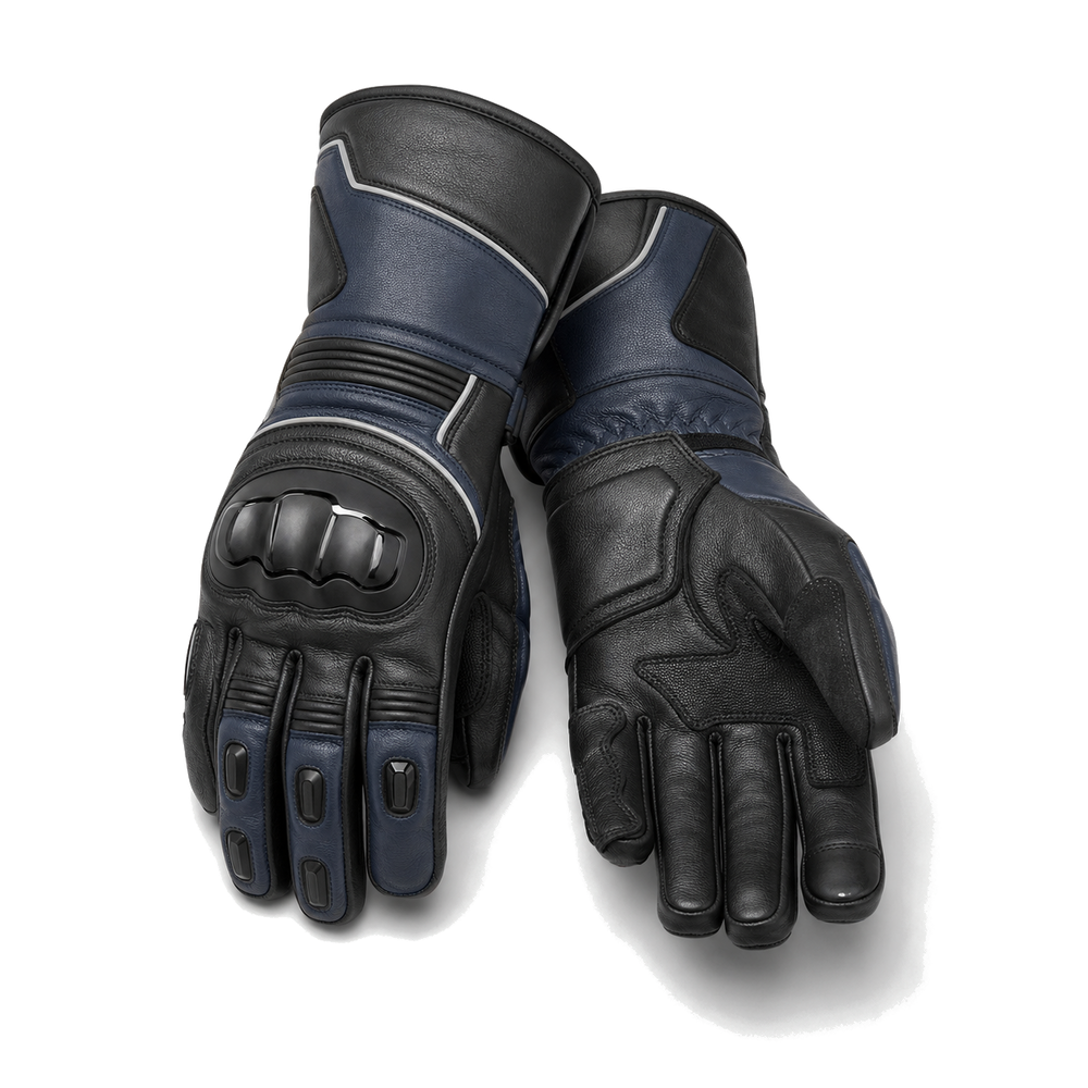 Stormguard waterproof leather motorcycle gloves hero view