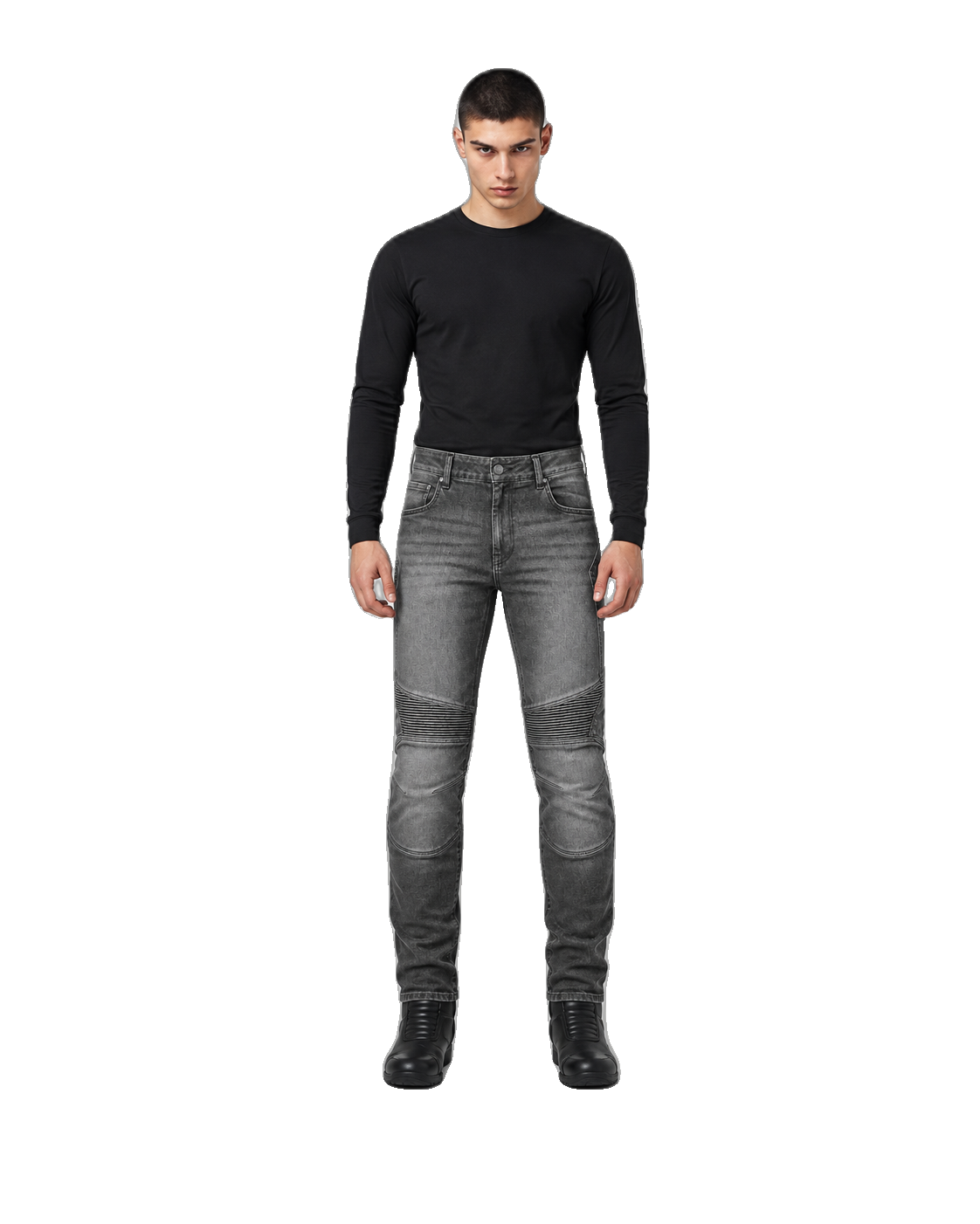 Stormwash Pro Armored Motorcycle Riding Jeans front view on male model on transparent background