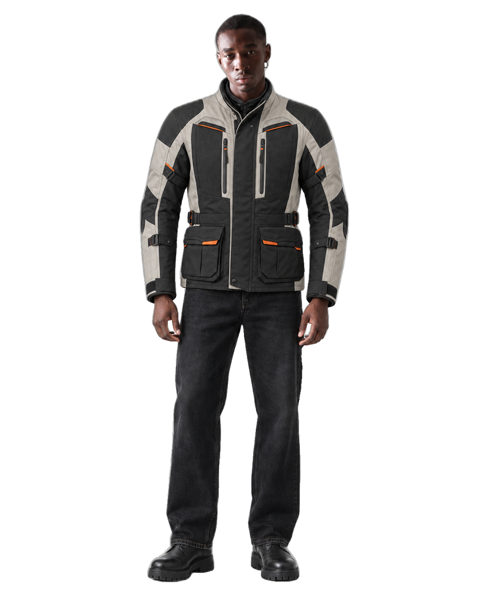 Summit Guard All-Season Motorcycle Jacket front view on male model with transparent background