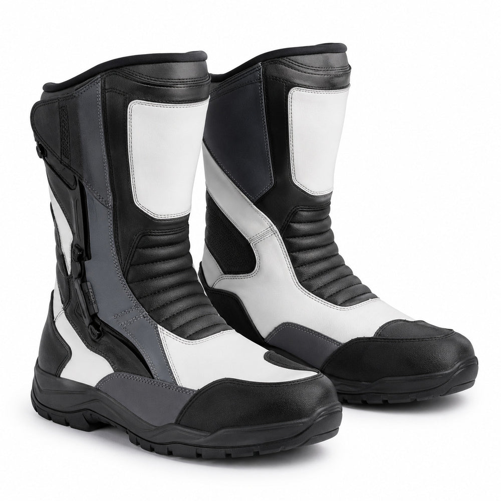 TealVoyage touring motorcycle boots three-quarter product view