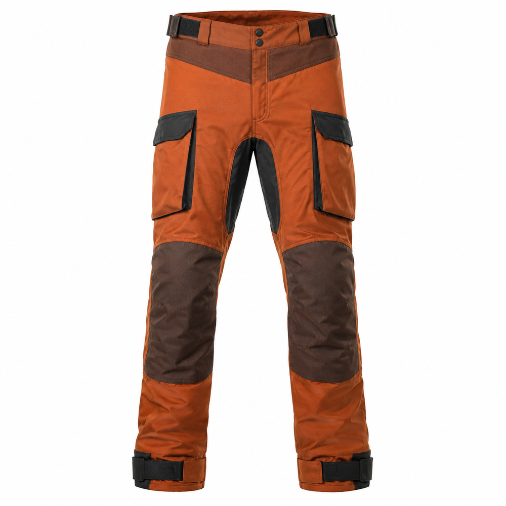 TerraQuest rust brown waterproof textile motorcycle pants — full front catalog view
