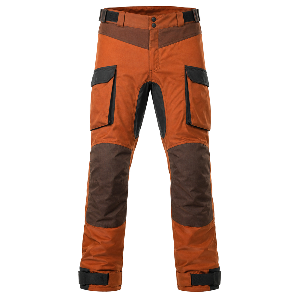 TerraQuest rust brown waterproof textile motorcycle pants — full front catalog view