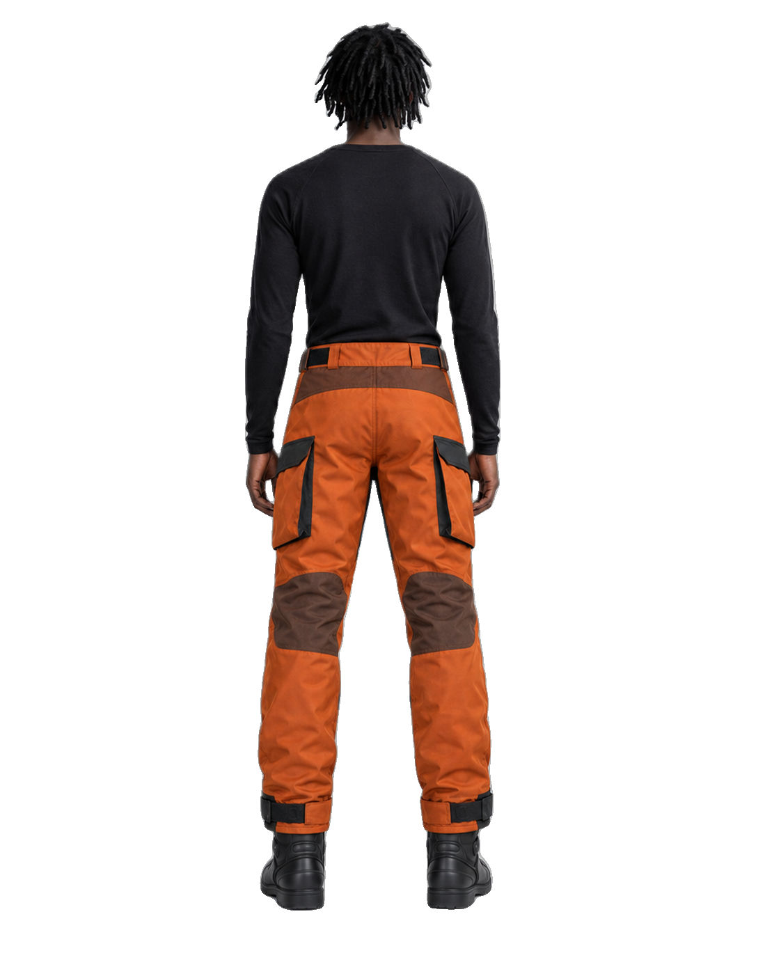 TerraQuest Rust Brown Waterproof Textile Motorcycle Pants back view on male model on transparent background