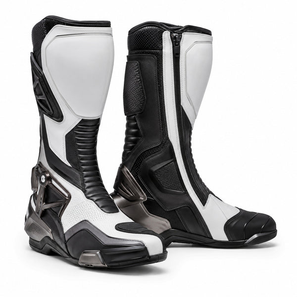 Titan Mono White Racing Motorcycle Boots