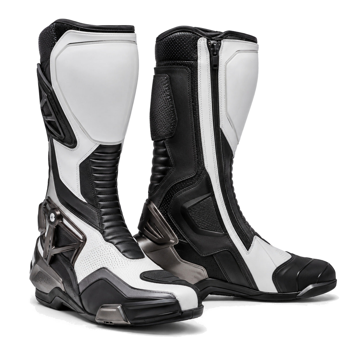 Titan Mono White Racing Motorcycle Boots – hero – White / Black / Gunmetal