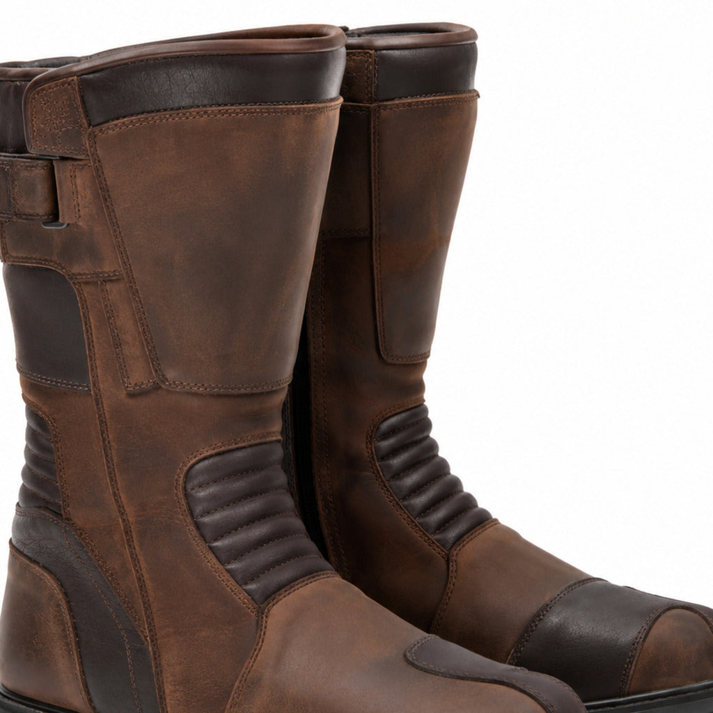 TobaccoAtlas touring motorcycle boots shaft closure and construction detail