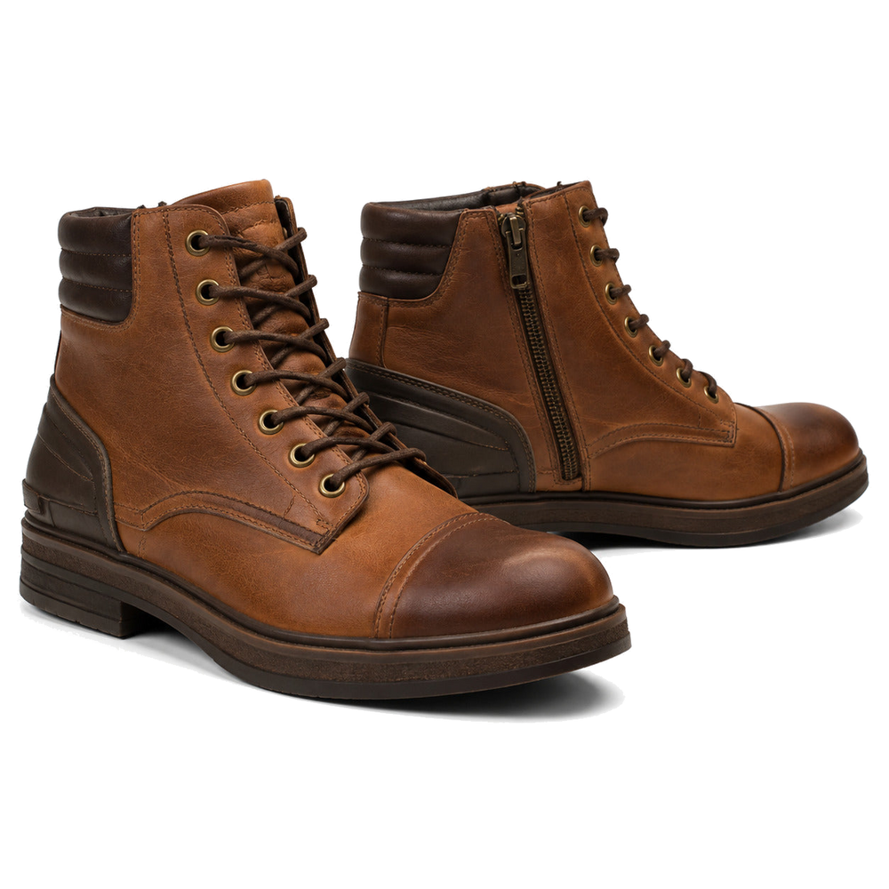 Tobacco Crest Cap-Toe Motorcycle Riding Shoes – hero in Tobacco Tan / Espresso