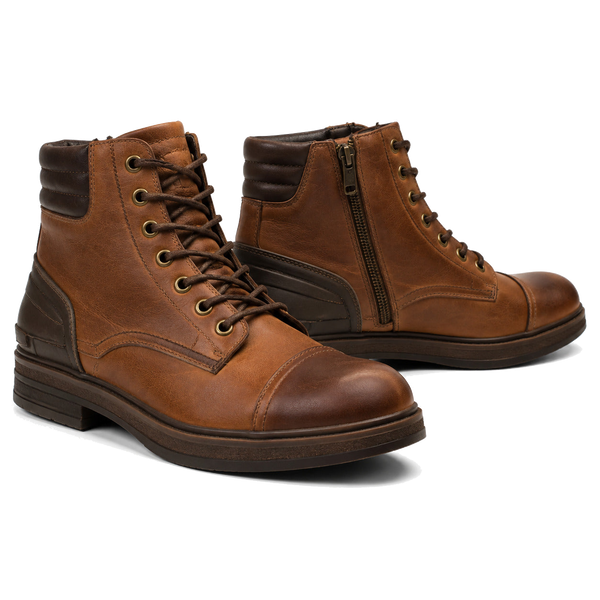 Tobacco Crest Cap-Toe Motorcycle Riding Shoes