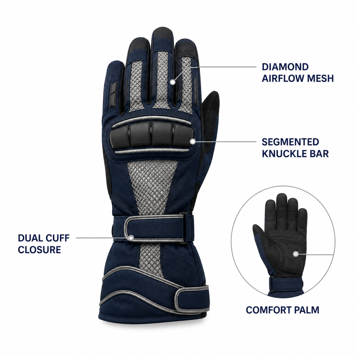 TourVent long-cuff mesh touring gloves feature guide