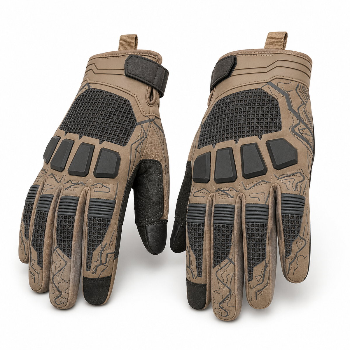 Three-quarter view of TrailGrid adventure mesh motorcycle gloves