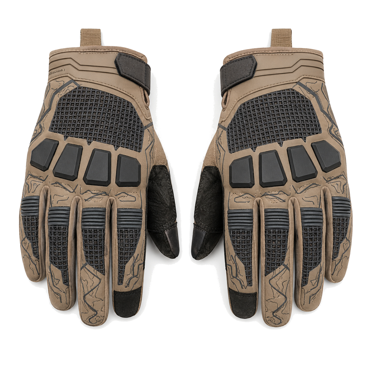 TrailGrid adventure mesh motorcycle gloves in sand and charcoal