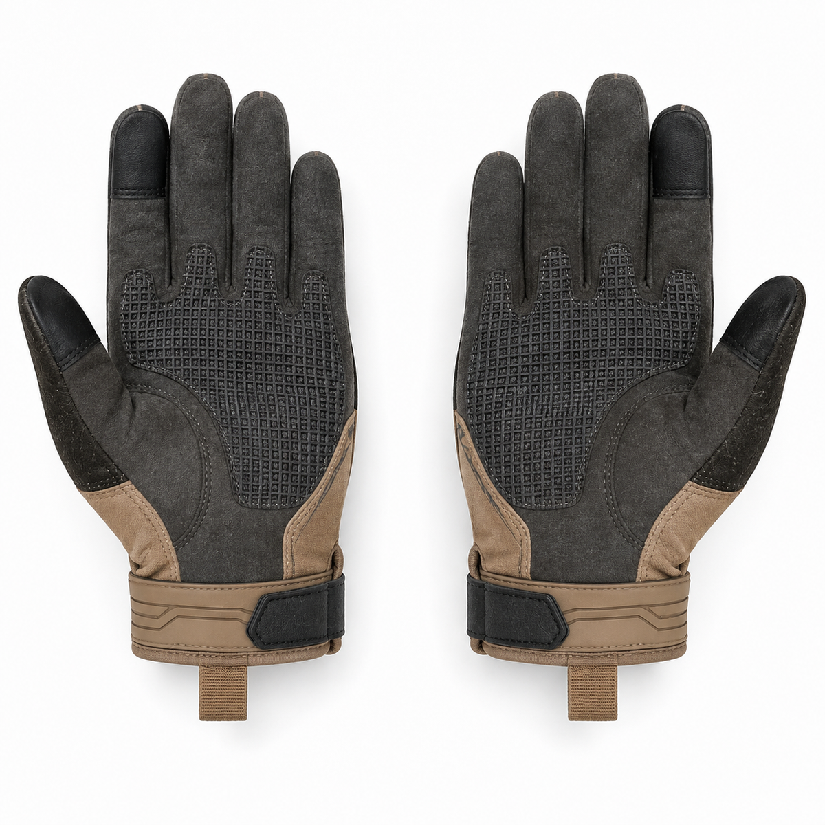 Palm view of TrailGrid gloves with reinforced charcoal grid grip