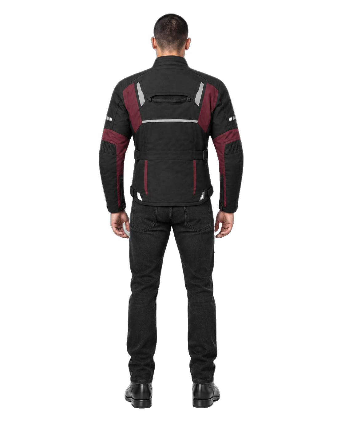 Urban Tempest All-Season Motorcycle Jacket back view on male model with transparent background