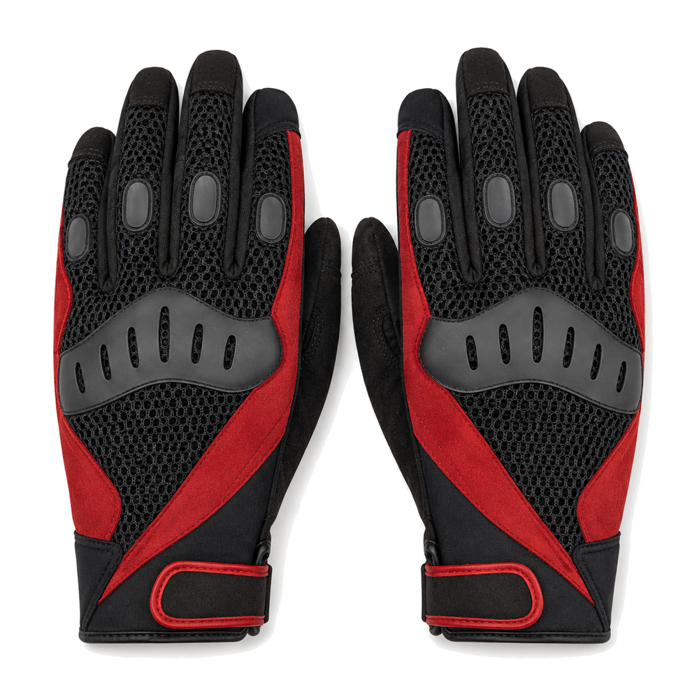 Velocity Air sport mesh motorcycle gloves in black and racing red