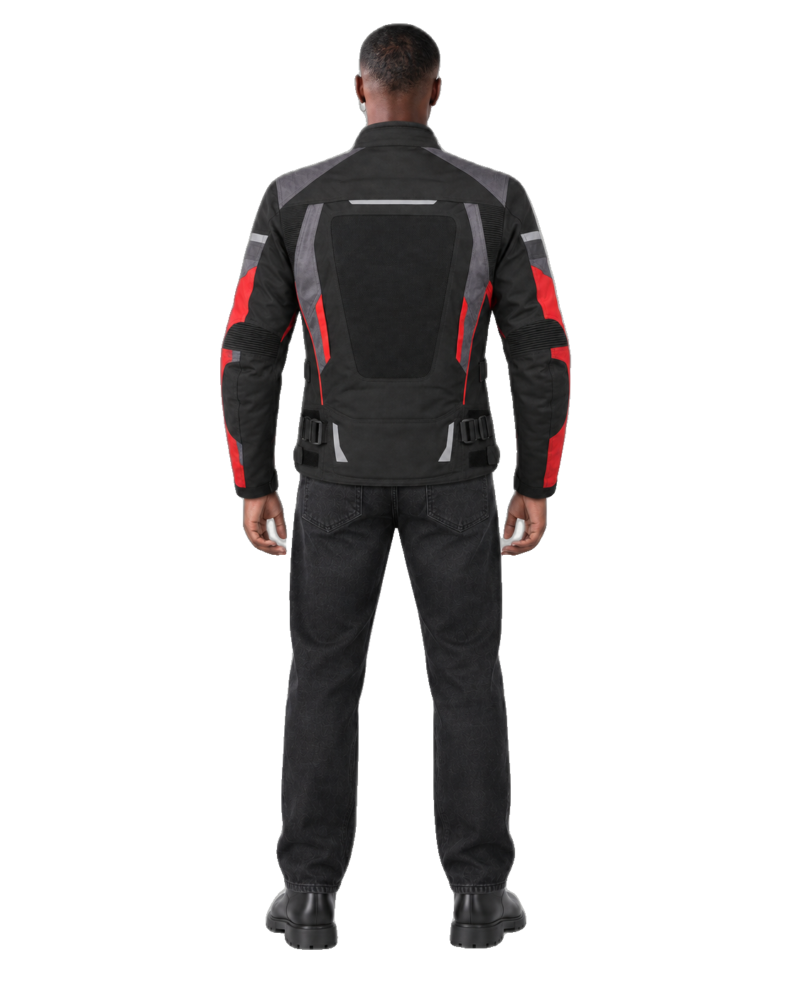 Velocity Climate All-Season Motorcycle Jacket back view on male model with transparent background