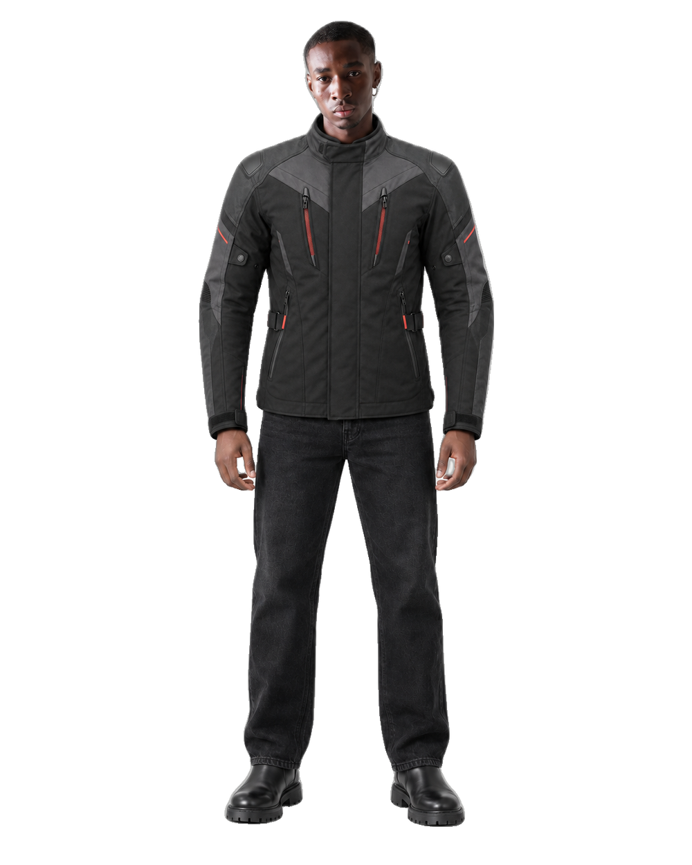 Velocity Climate All-Season Motorcycle Jacket front view on male model with transparent background