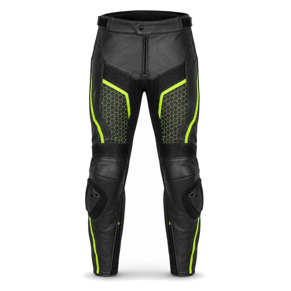 VoltTrack original high visibility motorcycle racing pants front view