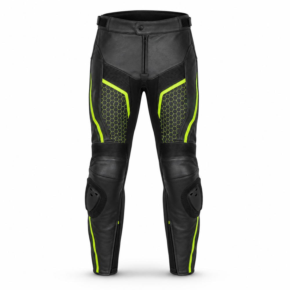 VoltTrack original high visibility motorcycle racing pants front view