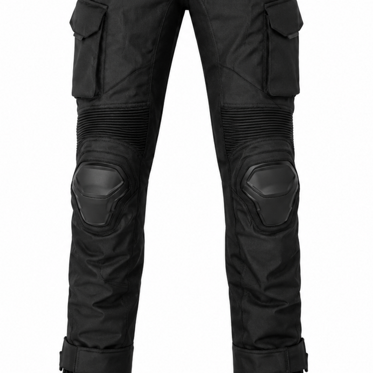 VoltTrail black lime waterproof textile motorcycle pants — knee, lower-leg and cuff detail
