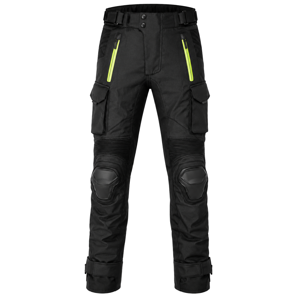 VoltTrail black lime waterproof textile motorcycle pants — full front catalog view