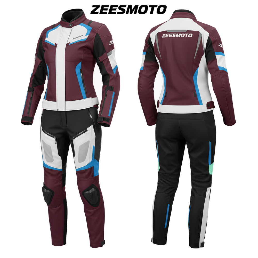 Womens Crimson-Tide Textile Motorcycle Suit - Zees Moto