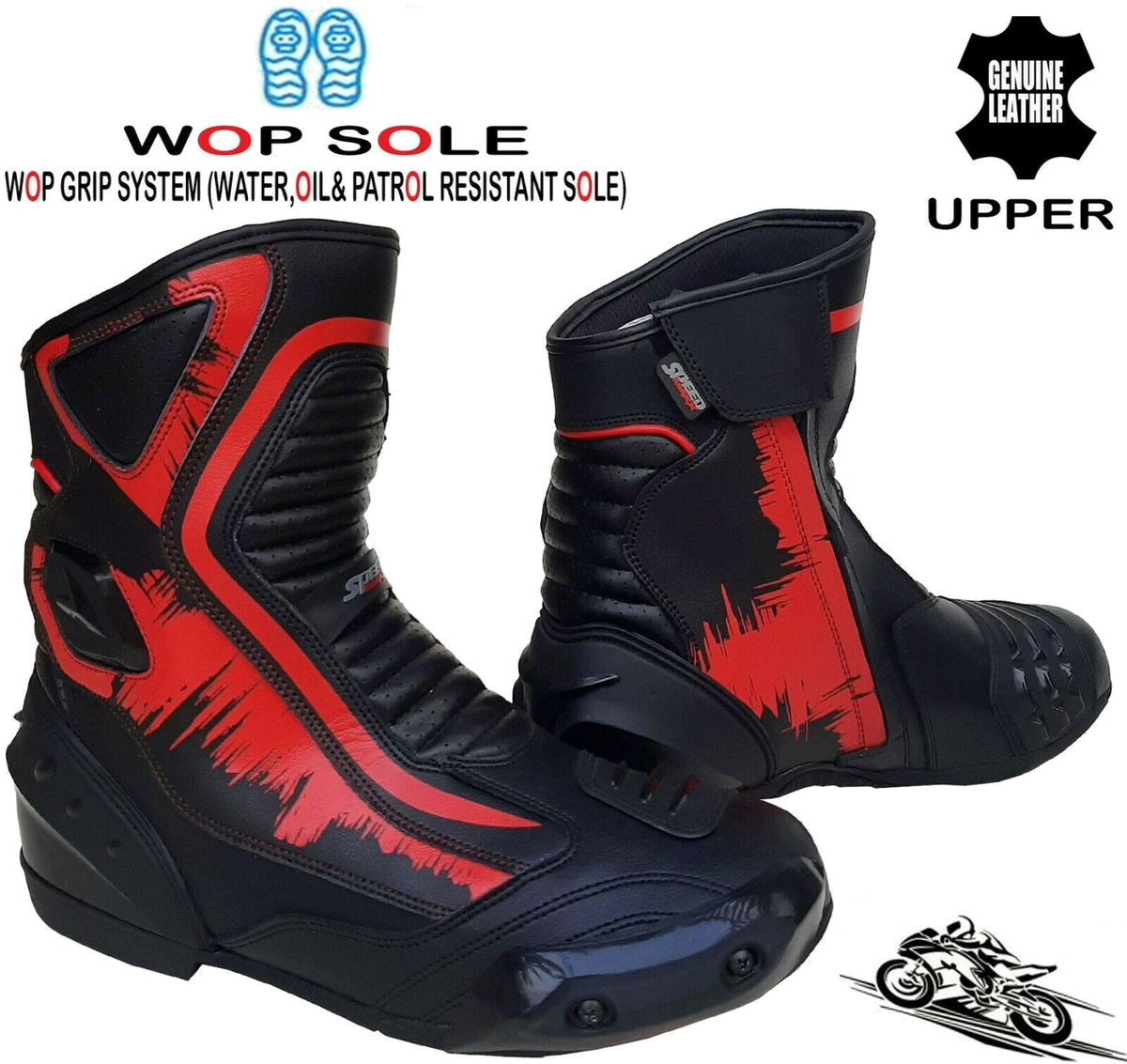 ZMB-018 Motorcycle/Motorbike Leather Shoes Custom Made - ZEES MOTOR SPORTS