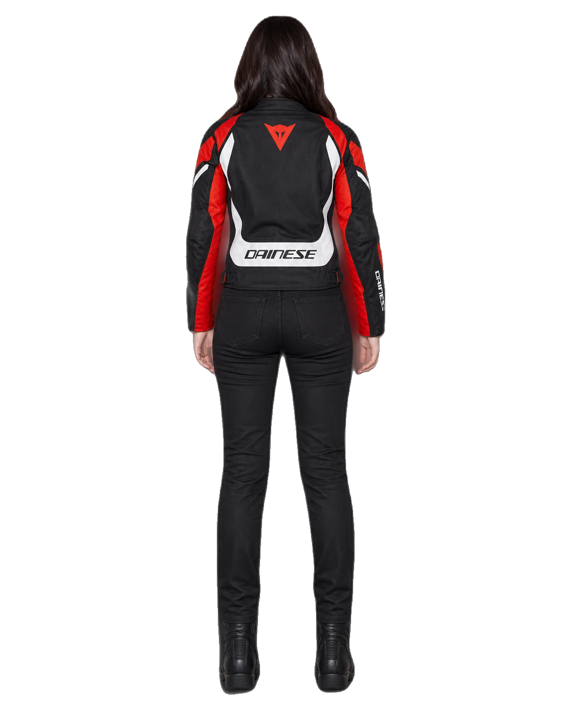 Customized Motorcycle Leather Jacket - ZMJ-045 back view on male model against transparent background with clean under-sleeve gaps