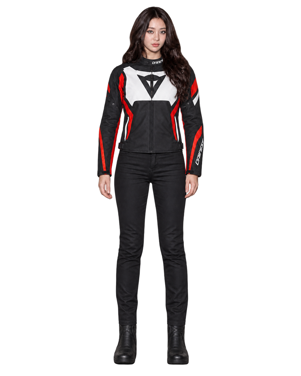 Customized Motorcycle Leather Jacket - ZMJ-045 front view on male model against transparent background with clean under-sleeve gaps