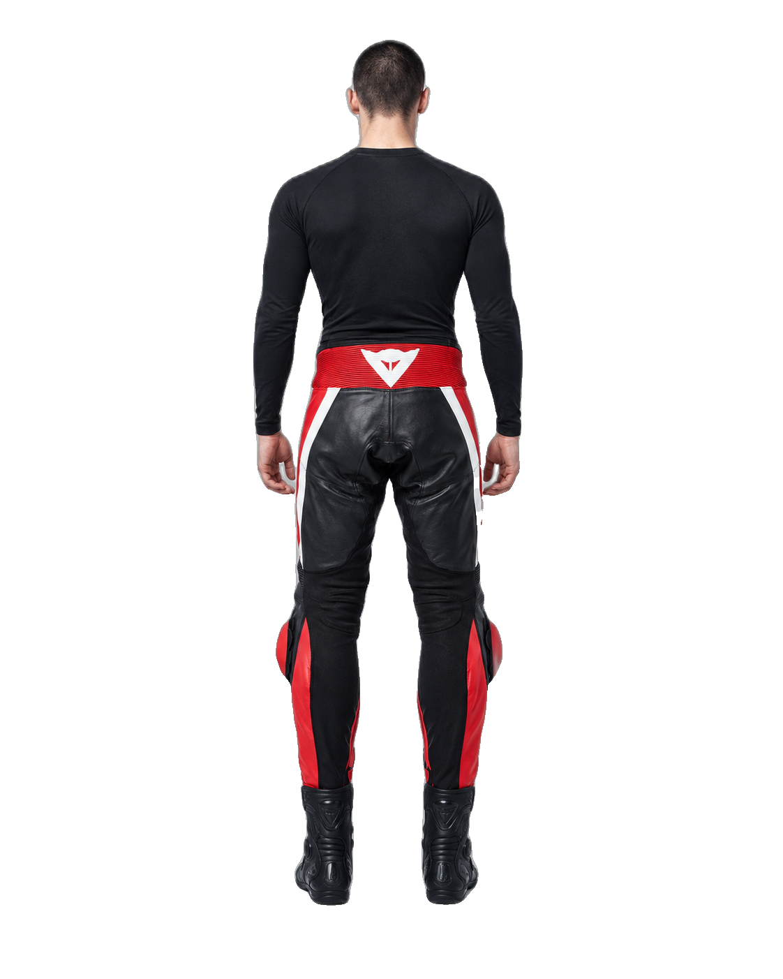 Custom Motorcycle Leather Pants - ZMP-005 back view on male model on transparent background
