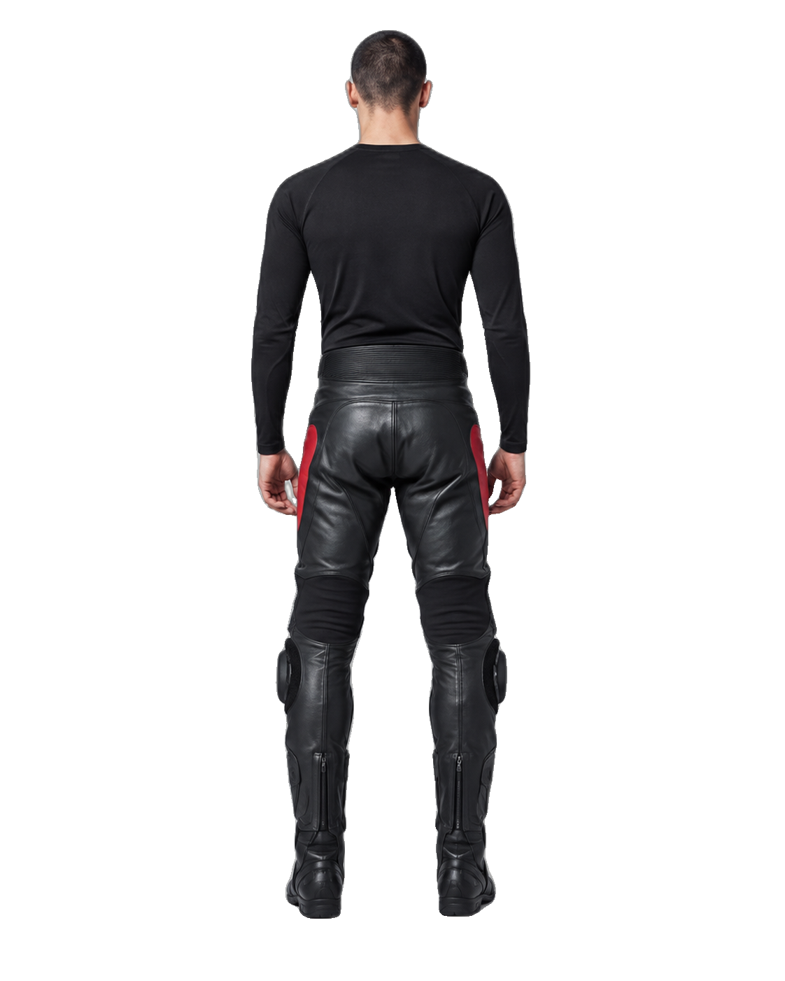 Custom Motorcycle Leather Pants - ZMP-012 back view on male model on transparent background