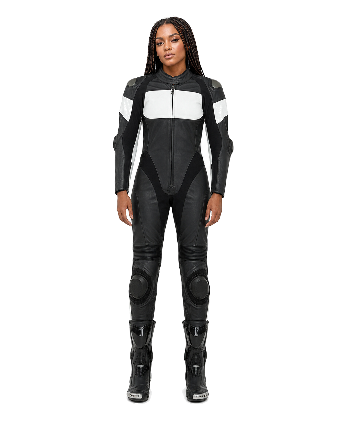 ZMW-002 Women's Motorcycle Suit front view on female model
