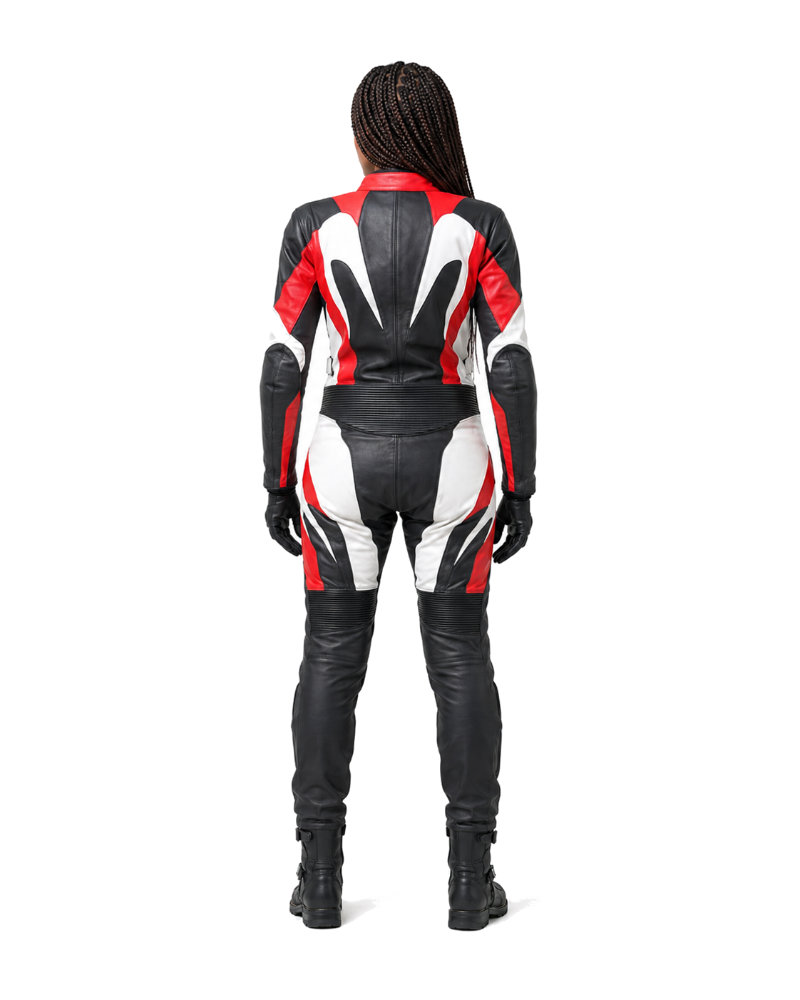 ZMW-008 Women's Motorcycle Suit back view on female model