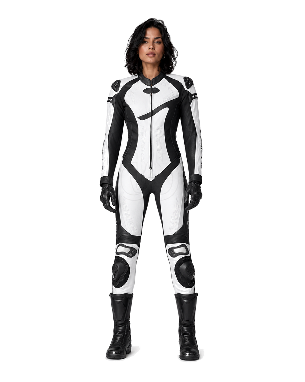 ZMW-009 Women's Motorcycle Suit front view on female model