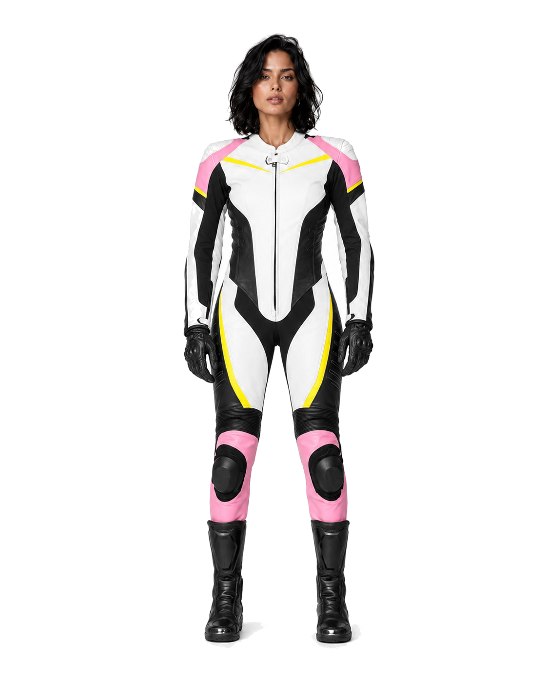 ZMW-011 Women's Motorcycle Suit front view on female model