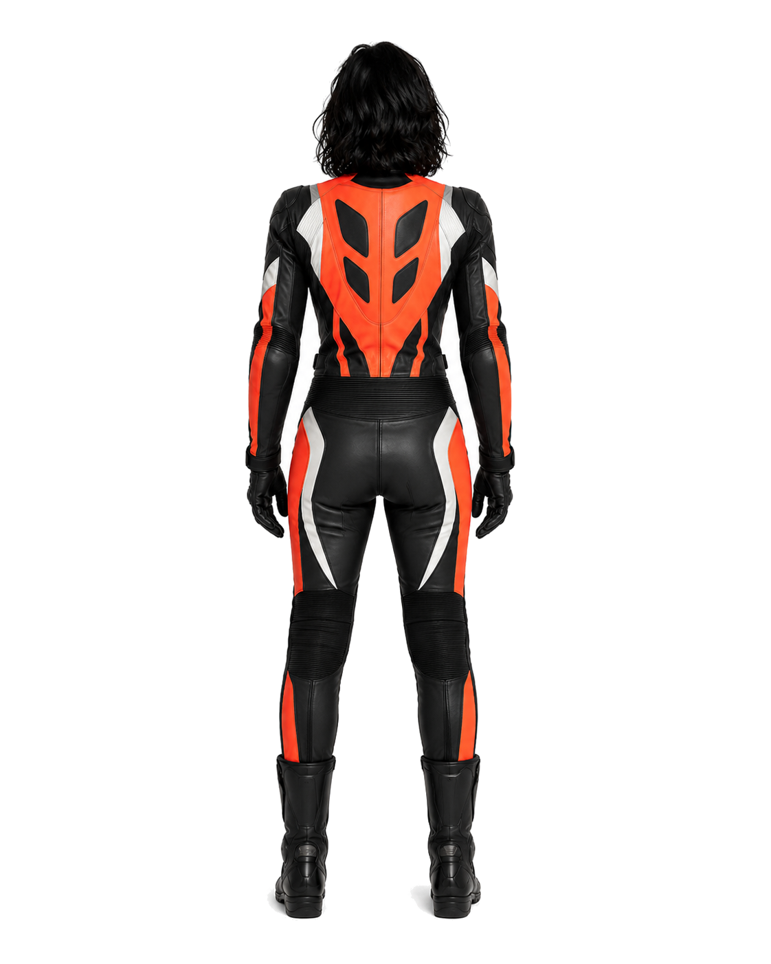 ZMW-013 Women's Motorcycle Suit back view on female model