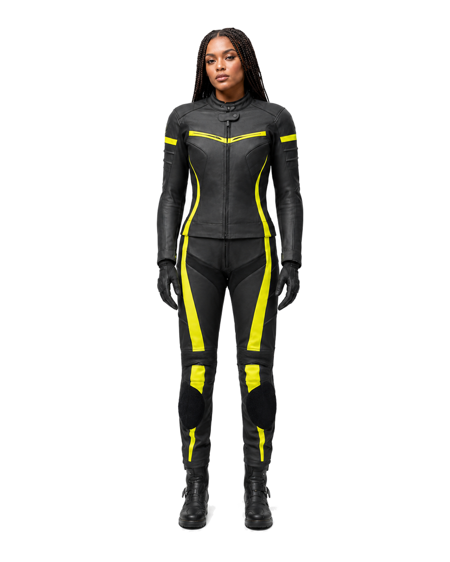 ZMW-014 Women's Motorcycle Suit front view on female model