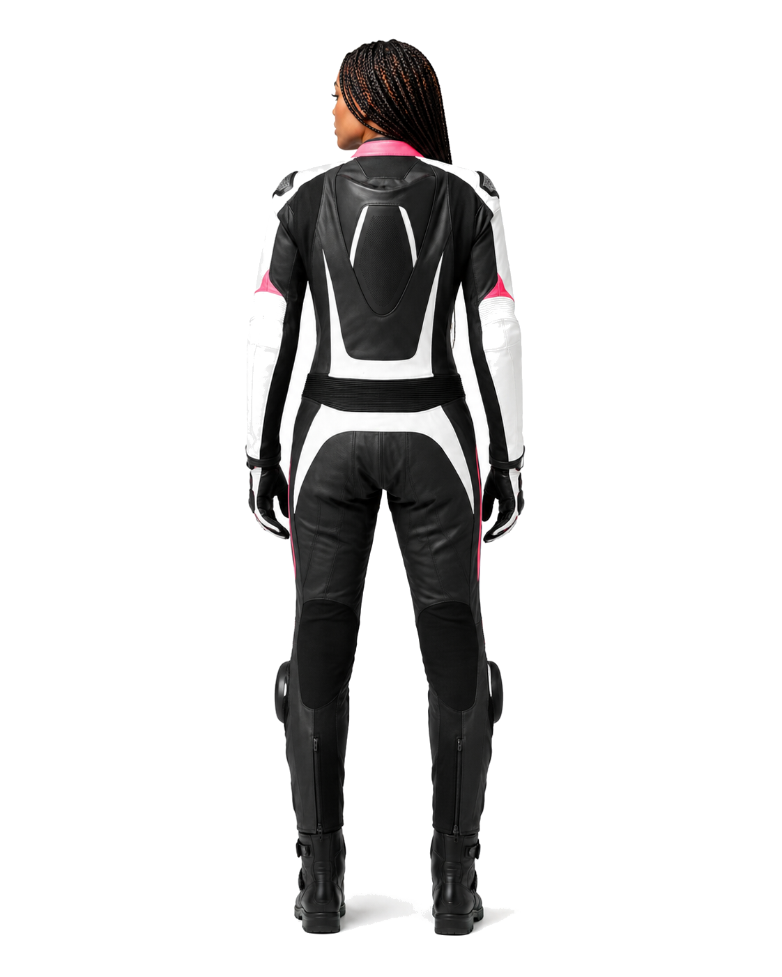 ZMW-018 Women's Motorcycle Suit back view on female model