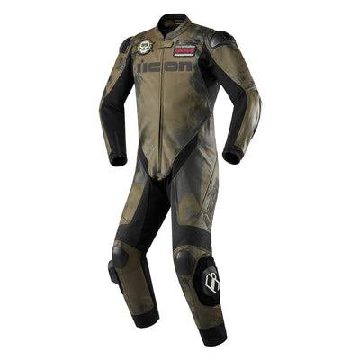 ICON BATTLESCAR Motorbike Racing Suit Leather Made - ZEES MOTOR SPORTS